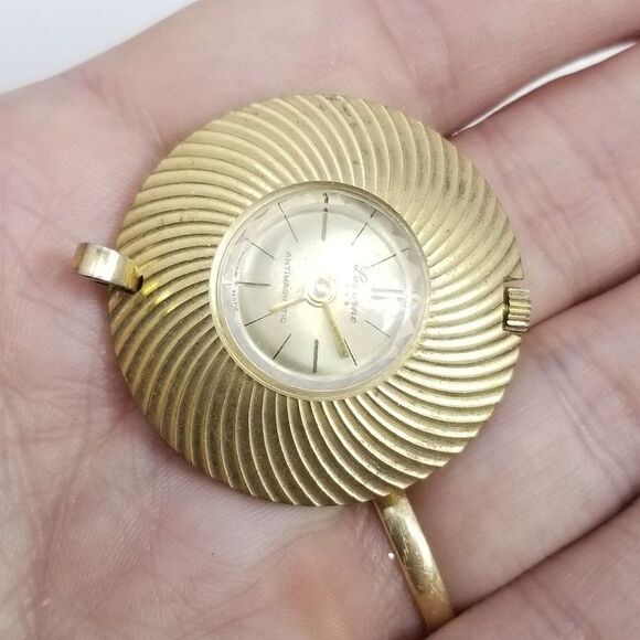 Vintage Lucerne Pendant Watch, Automatic, Gold Tone Radiant Design Case, AS IS - Picture 4 of 6
